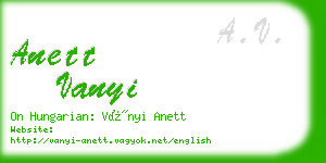 anett vanyi business card